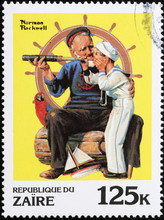 Grandfather Saylor On Illustration By Rockwell On Stamp
