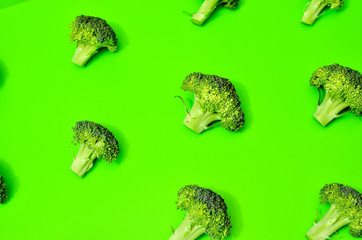 Pattern of many peaces of broccoli, healthy eating concept