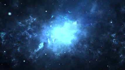 Wall Mural - Glowing Deep Space Traveling Nebula with Stars. Infinite Universe and Starry Night. Science Rotation Galaxy, star, night, sky, space, star dust, nebula, planets