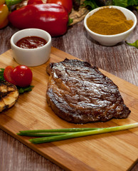 grilled beef steak with vegetables