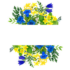 Wall Mural - Wild flowers banner with field flowers, yellow and blue