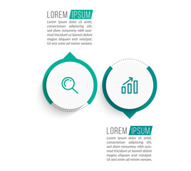 Minimal Business Infographics template. Timeline with 2 steps, options and marketing icons .Vector linear infographic with two conected elements. Can be use for presentation.