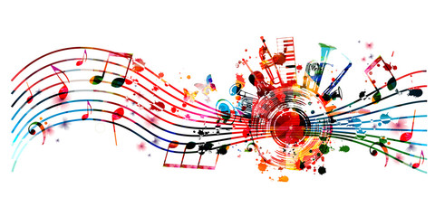 music background with colorful music instruments and vinyl record disc vector illustration. music fe