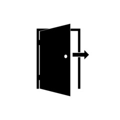 Wall Mural - Open door icon. Exit or entrance black icon. Open door simple glyph symbol