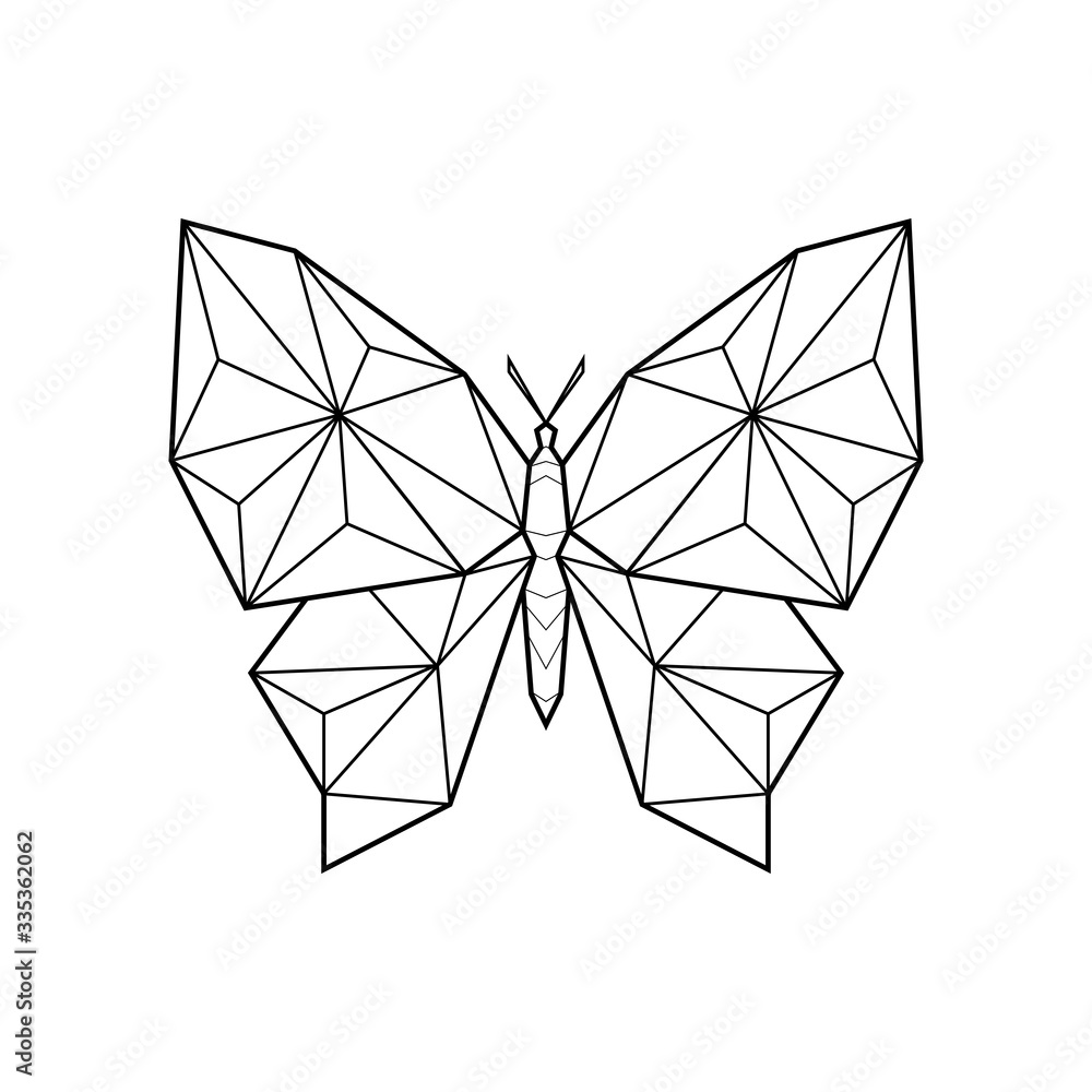 Polygonal abstract butterfly. Logo of the butterfly. Vector illustration  Stock Vector | Adobe Stock, image size:1000x1000
