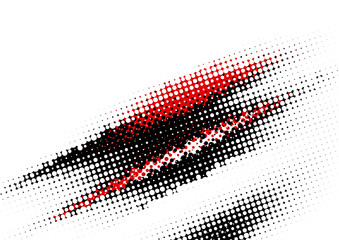 Poster - Red and black dotted background with halftone effect on white