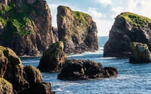 The Big Rocks Of The Shetland Islands In Scotland. 