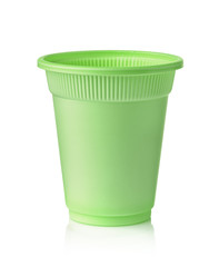 Wall Mural - Front view of green disposable biodegradable plastic cup