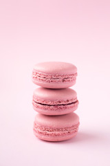 Poster - Pink macarons on pink background