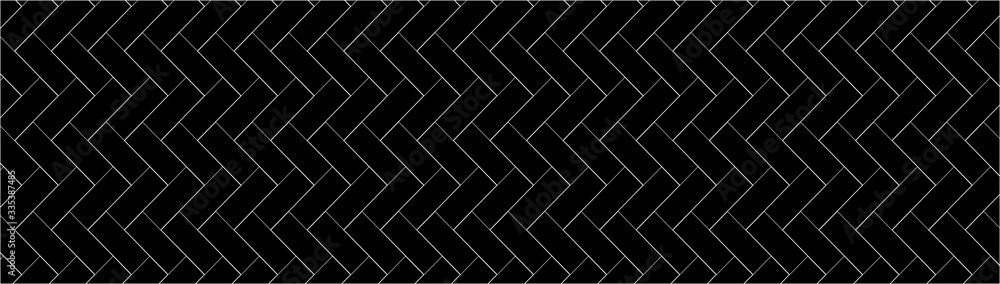 Geometric texture, repeating linear abstract pattern Thin black line vector pattern.Diagonally laid bricks Scandinavian style brick background for kitchen splash back Herringbone pattern. - obrazy, fototapety, plakaty 