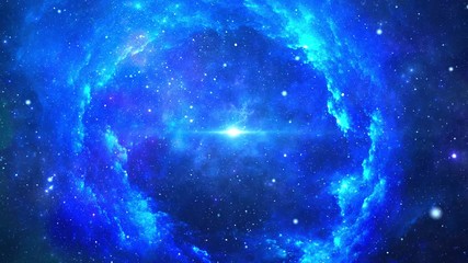 Wall Mural - Glowing Deep Space Traveling Nebula with Stars. Infinite Universe and Starry Night. Science Rotation Galaxy, star, night, sky, space, star dust, nebula, planets