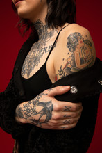 Close Up Portrait Of Transgender Woman With Tattoos