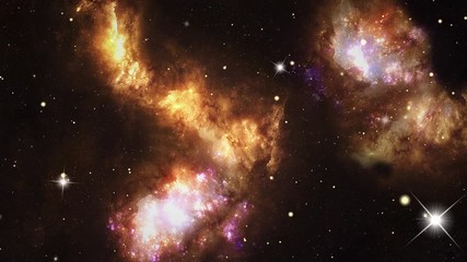 Wall Mural - Flying through space passing stars. 4k motion design Loop Animation for Science, astronomy, Nebula, Dust particles Clouds Starfield Space travel concept.