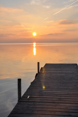 Sunset at pier in the Natural Park of the Albufera in Valencia
