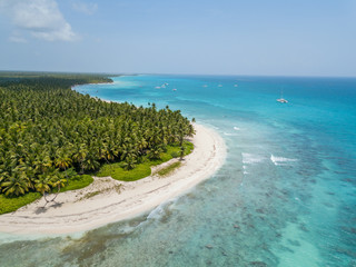 An aerial view of the shores of the Saona Island in The Dominican Republic.