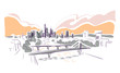 Frankfurt Germany Europe vector sketch city illustration line art