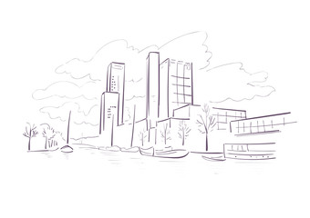 Leeuwarden Netherlands Europe vector sketch city illustration line art