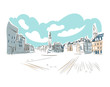 Lille France Europe vector sketch city illustration line art