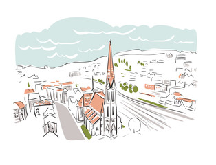 Wall Mural - St Gallen Switzerland Europe vector sketch city illustration line art