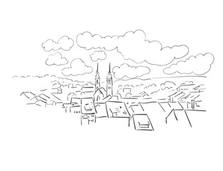 Winterthur Switzerland Europe vector sketch city illustration line art