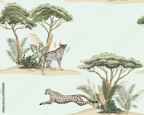 Vintage savanna island, pla...