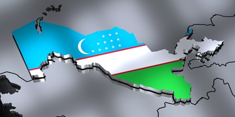 Sticker - Uzbekistan - borders and flag - 3D illustration