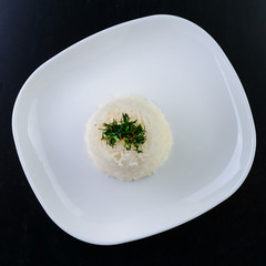 Poster - portion of rice on a white plate