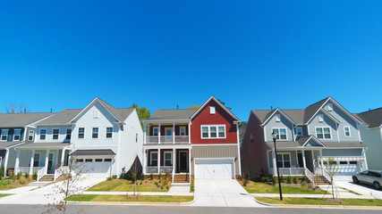 Street of suburban  residential homes
