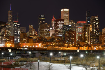 Fototapete - Chicago at night