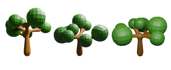 Aufkleber - Isolated low polygon tree on white background