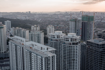 Top view of Kuala Lumpur at evening. Kuala Lumpur is the most beautiful urban place in Malaysia.