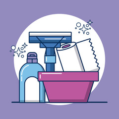 Sticker - housekeeping tools and products icons