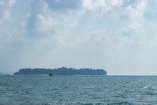 A Shot Of Andaman Island In The Middle On Indian Ocean With Beautiful Clouds