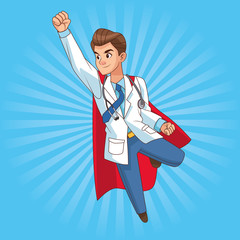 Wall Mural - super doctor flying comic character