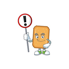 Poster - A picture of biscuit cartoon character concept holding a sign