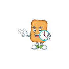 Wall Mural - Biscuit mascot design concept holding a circle clock