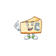 Sticker - Cartoon design concept of cheese cake talking on phone