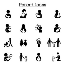 Parent & Family Icons Set Vector Illustration Graphic Design