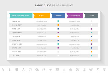 Wall Mural - Table Infographic Template
