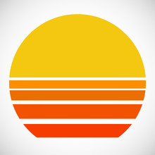 Abstract Sunset Logo, Retro Background. Vector Illustration