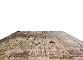 Wood floor perspective view with wooden texture on white wall background