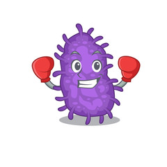 Sticker - A sporty boxing athlete mascot design of bacteria bacilli with red boxing gloves