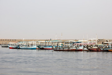 Small port and boats on on the bank of the Nile