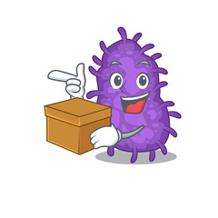 An picture of bacteria bacilli cartoon design concept holding a box