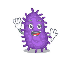 Sticker - A charismatic bacteria bacilli mascot design style smiling and waving hand