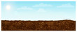blue sky and land background. horizontal sky and ground landscape. vector panoramic illustration of fertile brown plowed field. great for banner, backdrops and nature, farming images. realistic style.