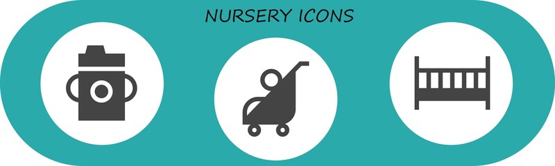 Canvas Print - Modern Simple Set of nursery Vector filled Icons