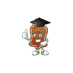 Sticker - Mascot design concept of gingerbread bell proudly wearing a black Graduation hat