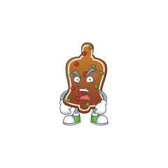 Wall Mural - Gingerbread bell cartoon character design with mad face