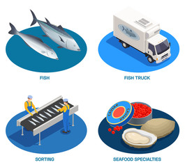 Sticker - Seafood Isometric Compositions Set